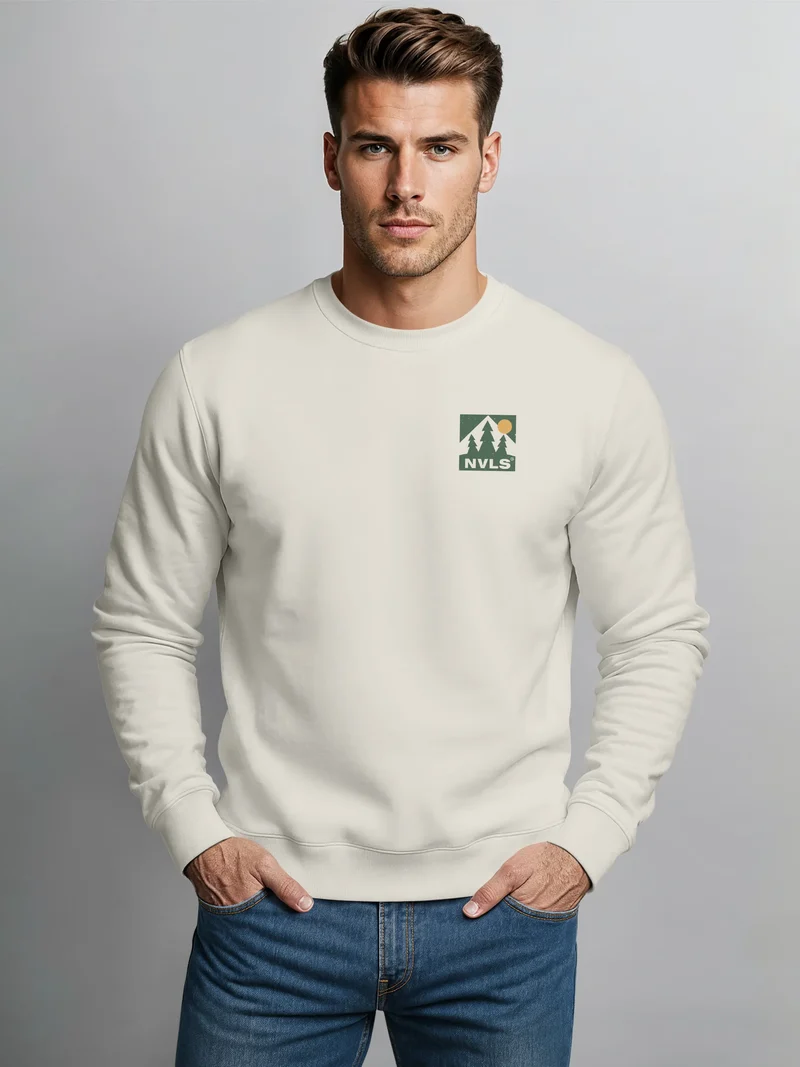 Sweatshirt Herren Pullover mit Backprint Landscape Fashion Naturmotiv Outdoor Streetwear