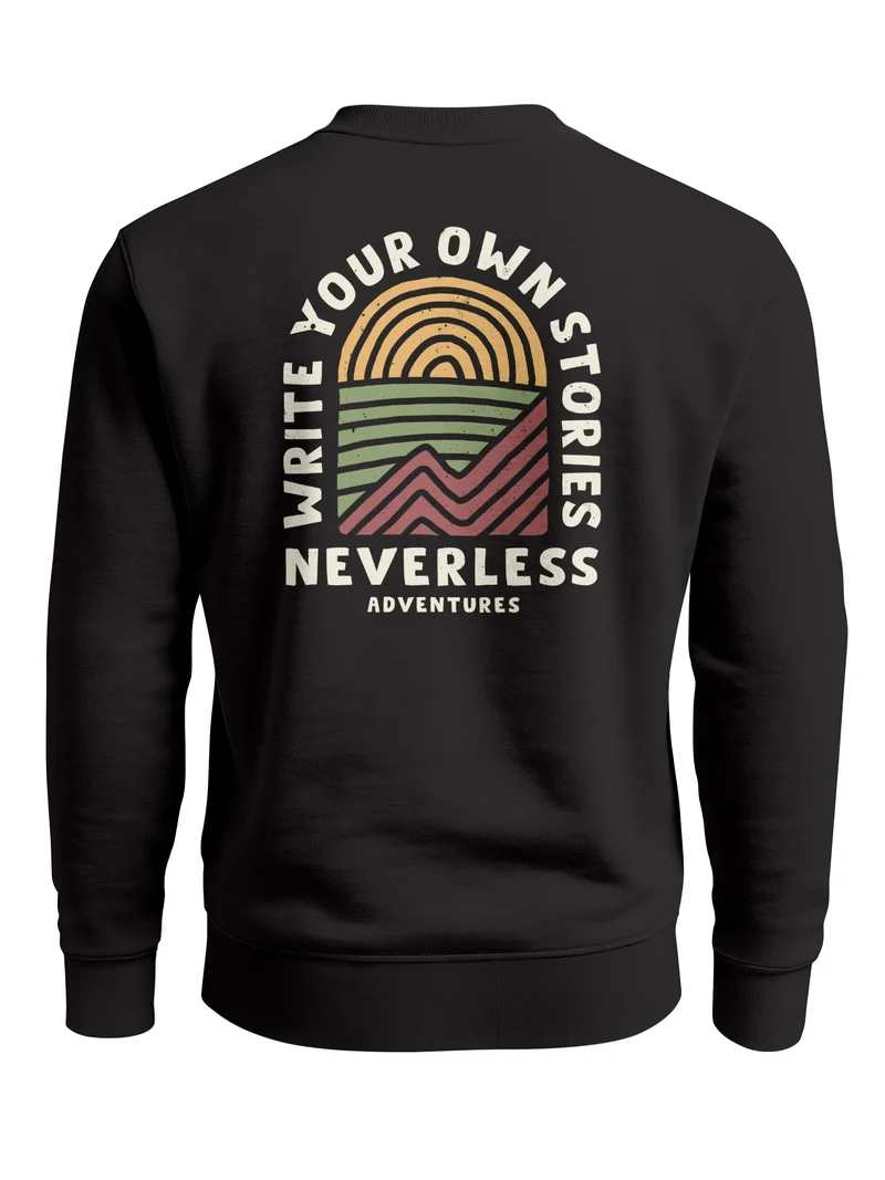 Sweatshirt Herren Pullover mit Outdoor Backprint mit Sonne und Bergen Adventure Style Fashion Streetwear