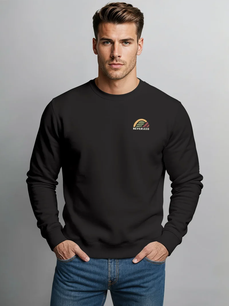 Sweatshirt Herren Pullover mit Outdoor Backprint mit Sonne und Bergen Adventure Style Fashion Streetwear