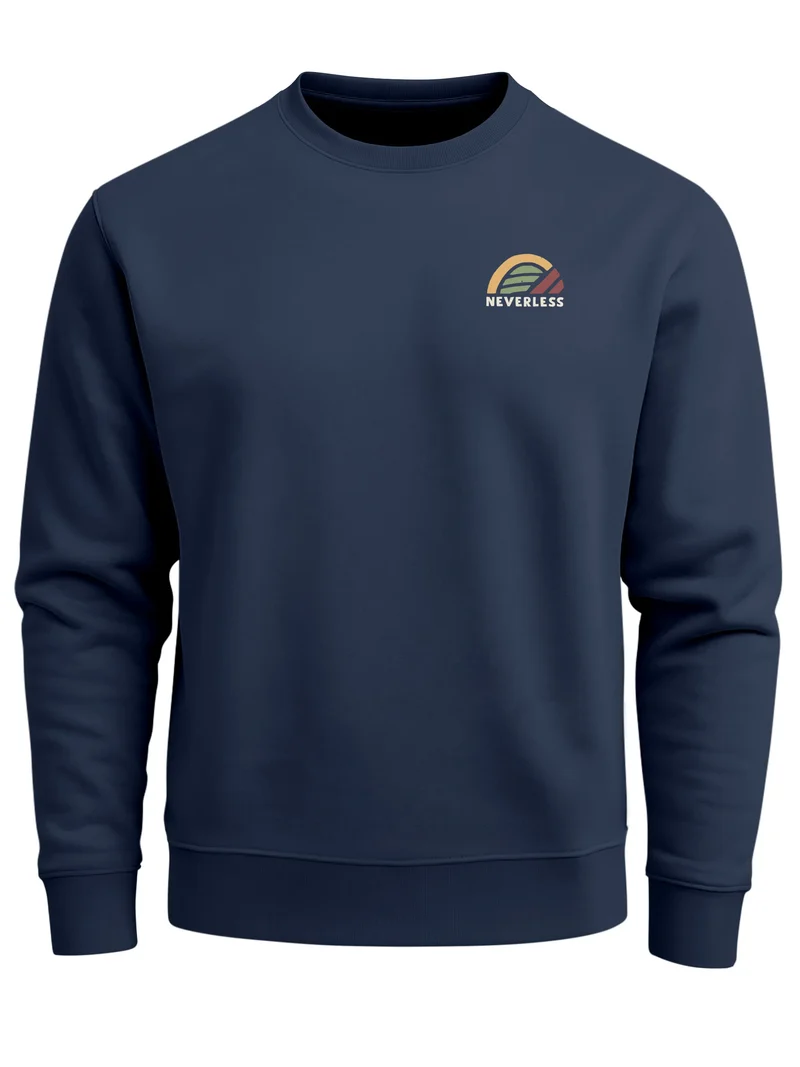 Sweatshirt Herren Pullover mit Outdoor Backprint mit Sonne und Bergen Adventure Style Fashion Streetwear