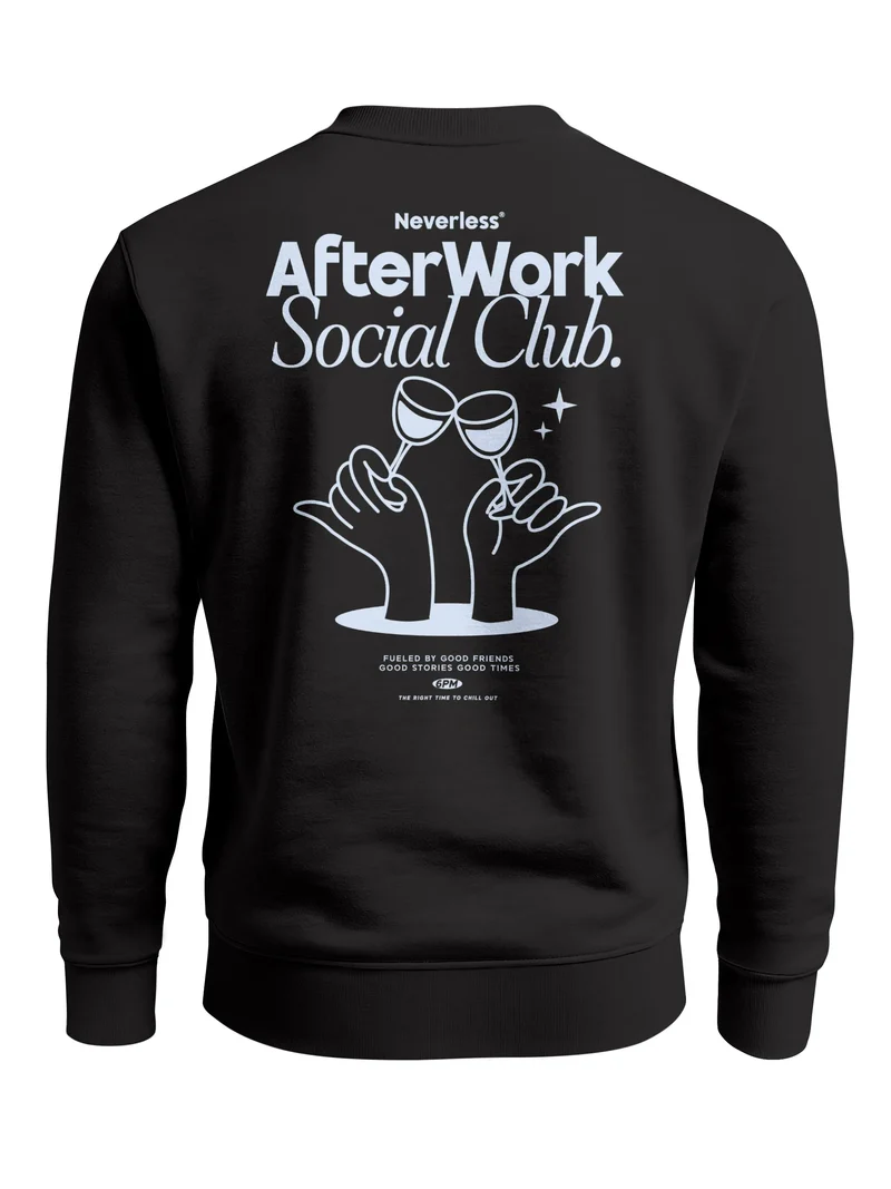 Sweatshirt Herren Pullover mit Backprint Social Club Cheers Edition Statement Fashion Streetwear mit Aufdruck