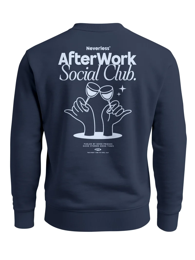 Sweatshirt Herren Pullover mit Backprint Social Club Cheers Edition Statement Fashion Streetwear mit Aufdruck