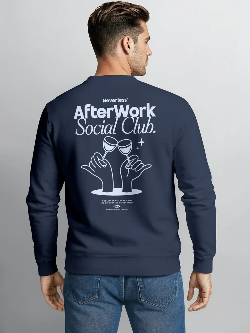 Sweatshirt Herren Pullover mit Backprint Social Club Cheers Edition Statement Fashion Streetwear mit Aufdruck