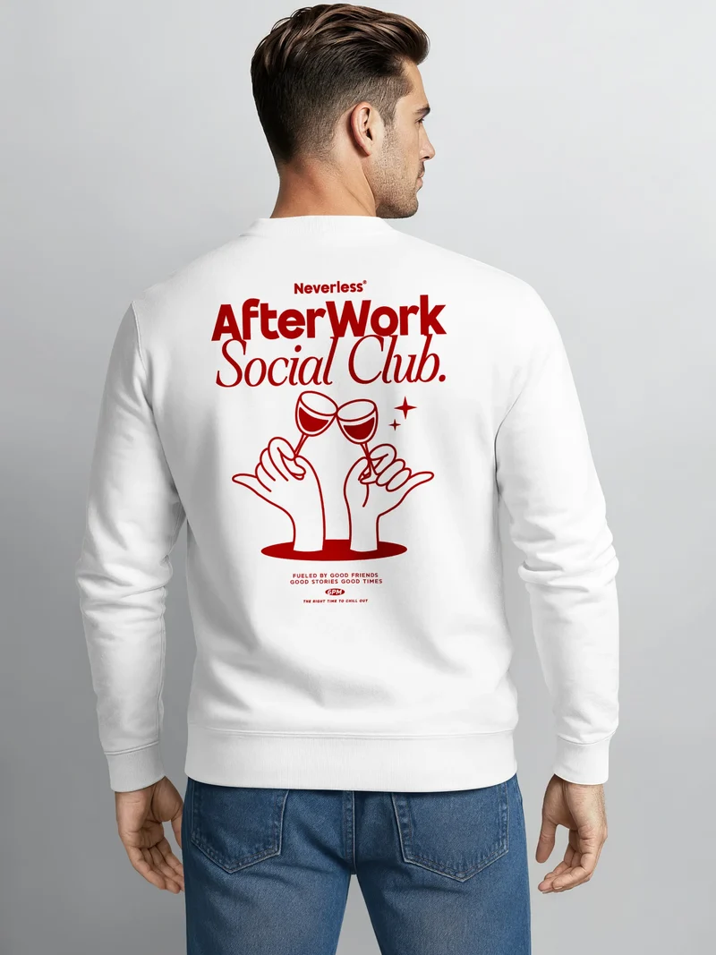Sweatshirt Herren Pullover mit Backprint Social Club Cheers Edition Statement Fashion Streetwear mit Aufdruck