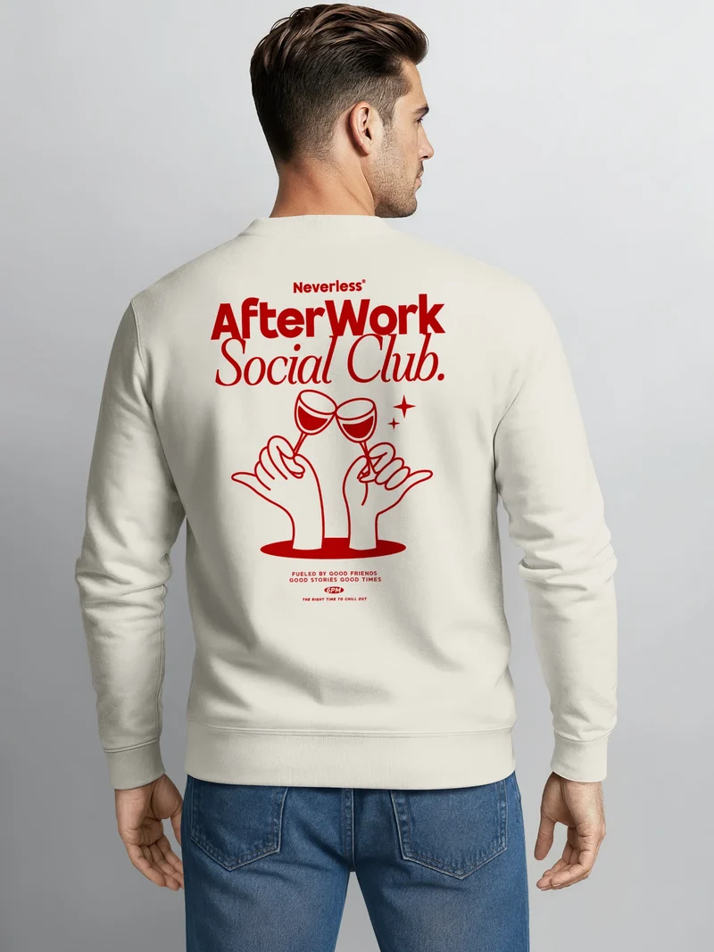 Sweatshirt Herren Pullover mit Backprint Social Club Cheers Edition Statement Fashion Streetwear mit Aufdruck
