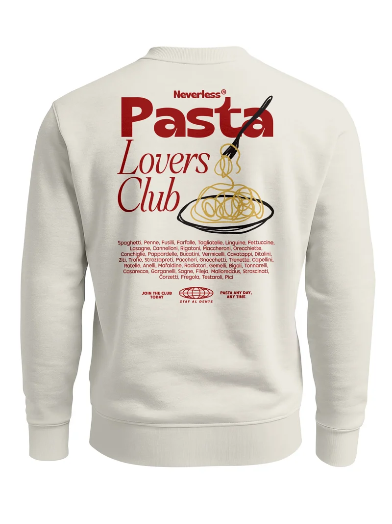 Sweatshirt Herren Pullover mit Backprint Pasta Lovers Club Spaghetti Design Food Retro Style Fashion Streetwear