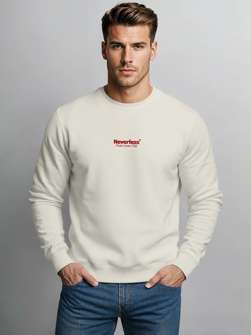 Sweatshirt Herren Pullover mit Backprint Pasta Lovers Club Spaghetti Design Food Retro Style Fashion Streetwear