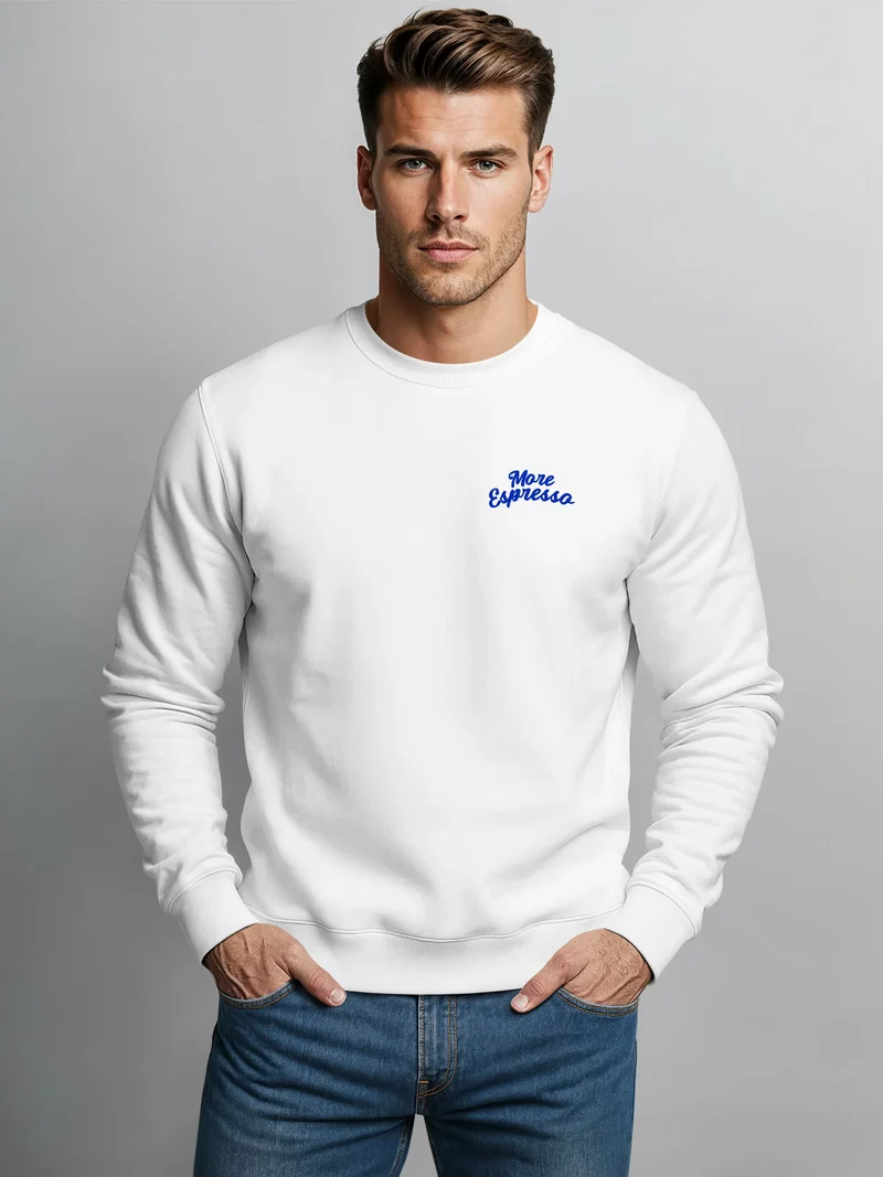 Sweatshirt Herren Pullover mit Backprint More Espresso Less Depresso Kaffeeliebhaber Pullover Fashion Streetwear