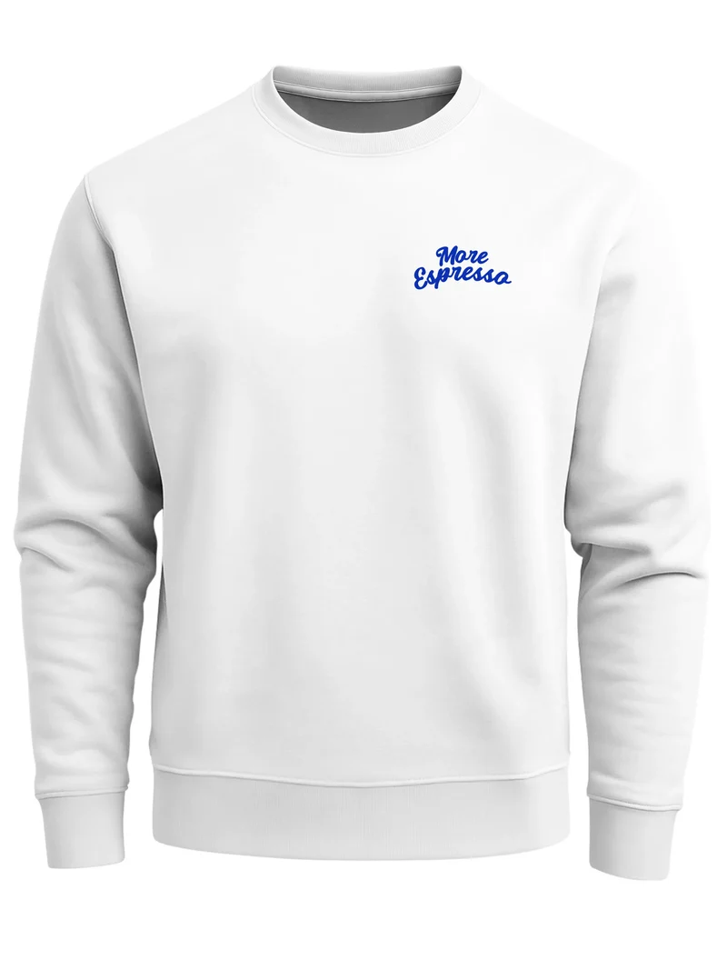 Sweatshirt Herren Pullover mit Backprint More Espresso Less Depresso Kaffeeliebhaber Pullover Fashion Streetwear