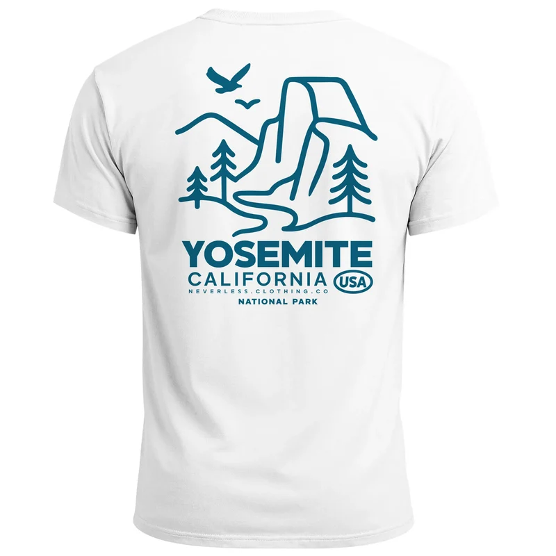 Backprint T-Shirt Herren Outdoor Illustration Grafik Kalifornien Yosemite Nationalpark Sommer Fashion Männer