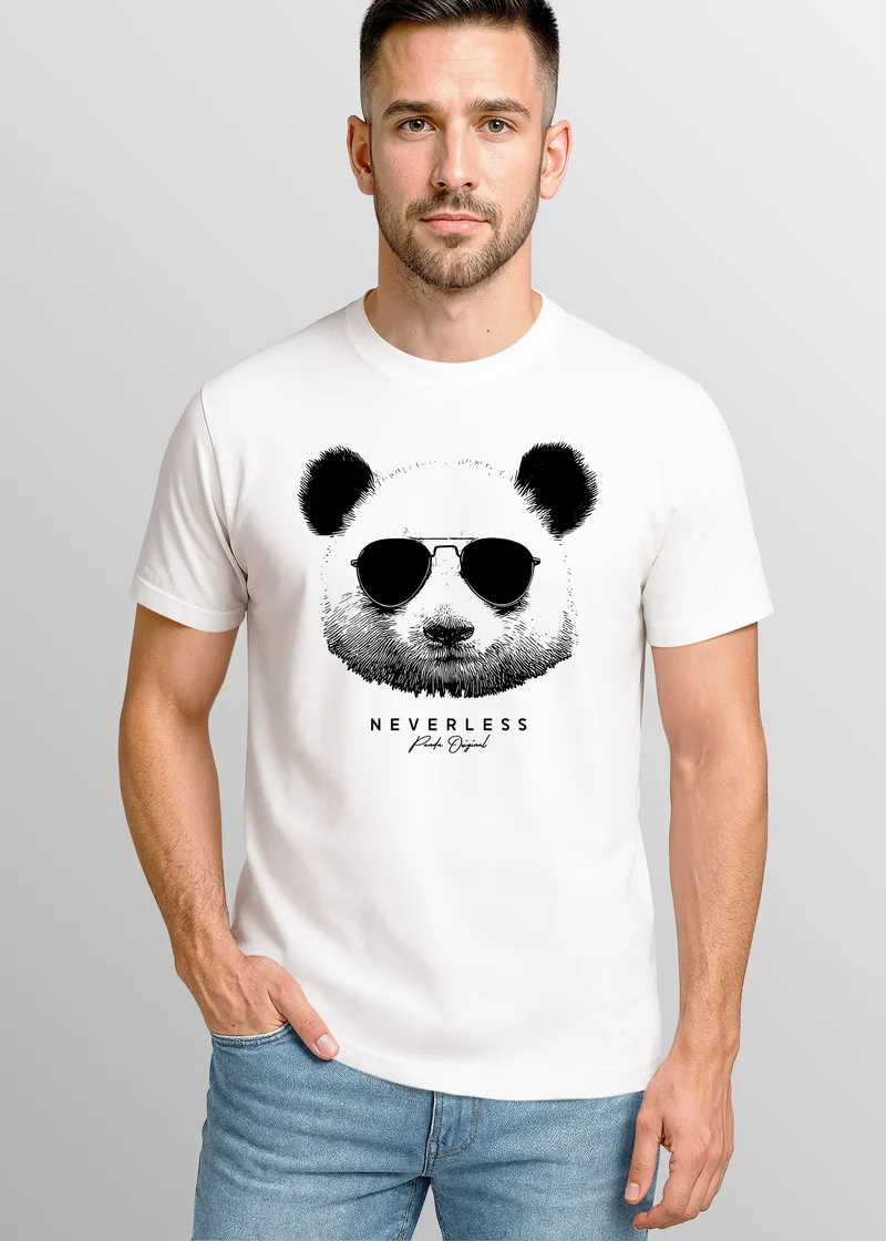 Herren T-Shirt Panda mit Sonnenbrille lustige Tiermotive Sommer Sonne Fashion Streetstyle