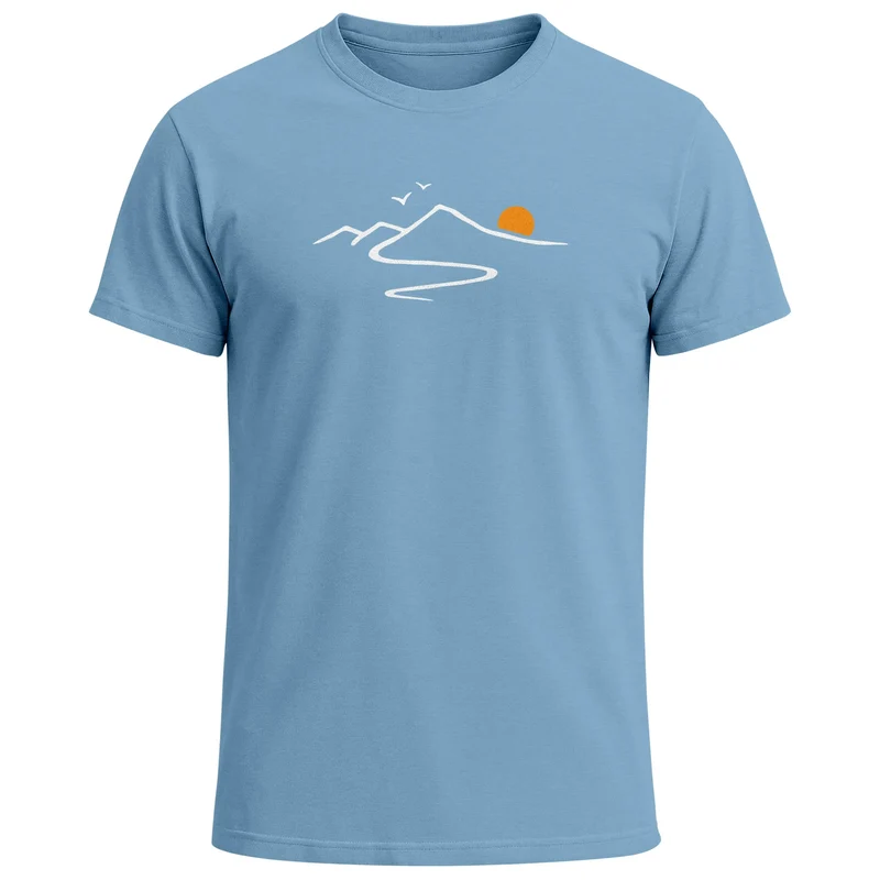 Herren T-Shirt Frontprint minimalistische Berg-Grafik Outdoor Fashion Streetstyle Prrintshirt Sommer