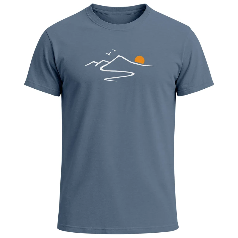 Herren T-Shirt Frontprint minimalistische Berg-Grafik Outdoor Fashion Streetstyle Prrintshirt Sommer