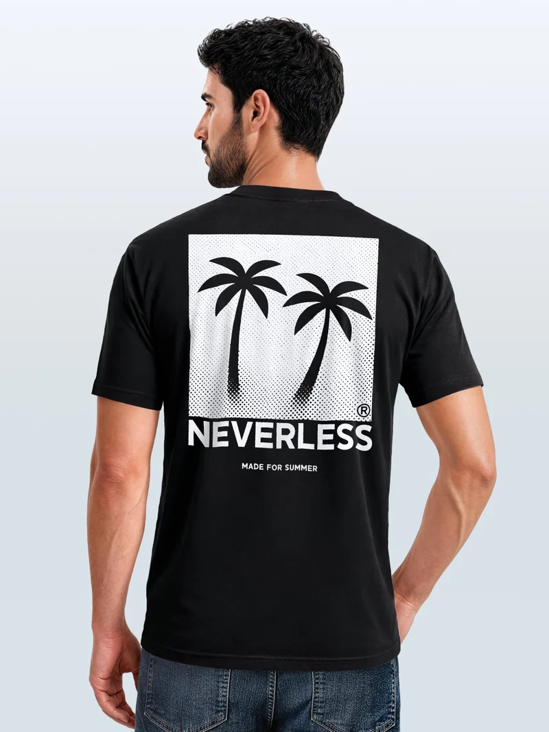 Herren T-Shirt Backprint - Design Palmen - Baumwollshirt Männer Fashion Streetstyle Slim Fit