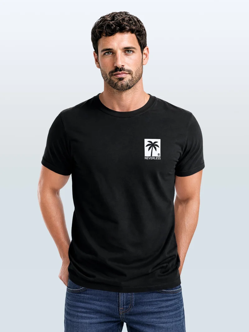 Herren T-Shirt Backprint - Design Palmen - Baumwollshirt Männer Fashion Streetstyle Slim Fit