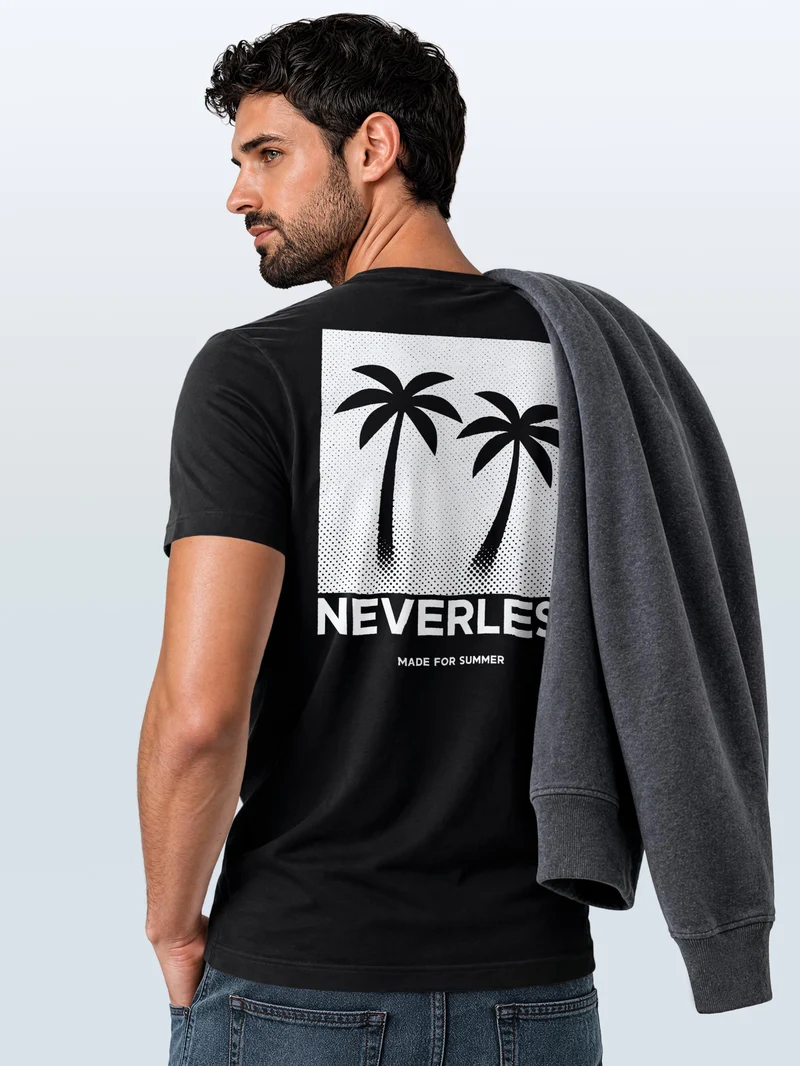 Herren T-Shirt Backprint - Design Palmen - Baumwollshirt Männer Fashion Streetstyle Slim Fit