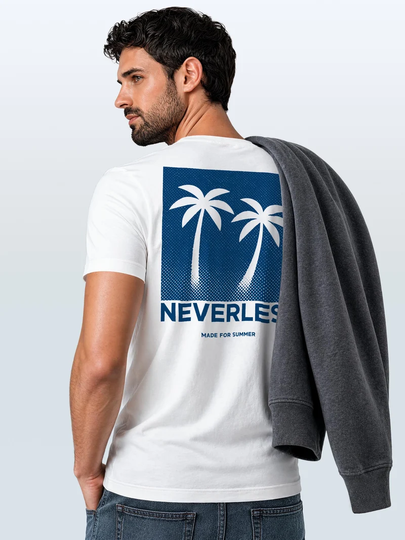Herren T-Shirt Backprint - Design Palmen - Baumwollshirt Männer Fashion Streetstyle Slim Fit