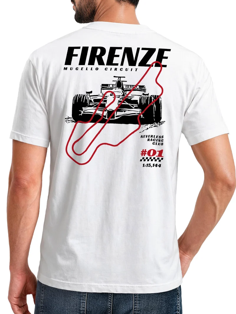 Herren T-Shirt Backprint - Design Firenze Mugello - Baumwollshirt Männer Fashion Streetstyle Slim Fit