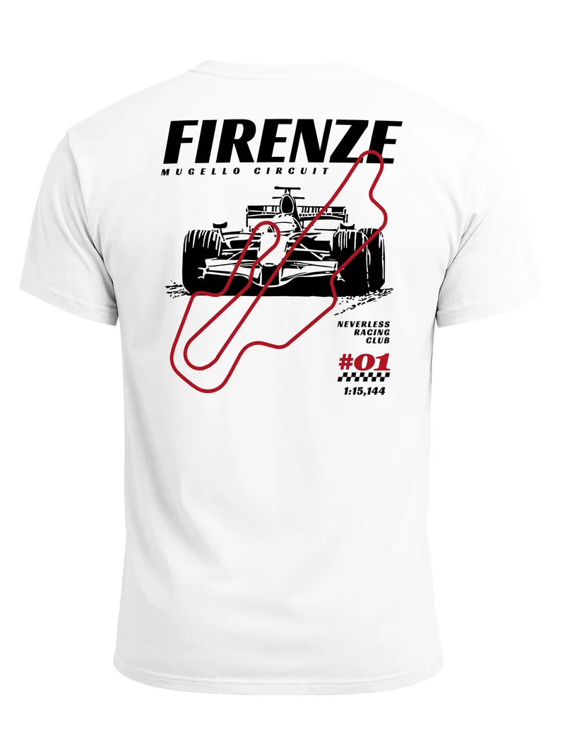 Herren T-Shirt Backprint - Design Firenze Mugello - Baumwollshirt Männer Fashion Streetstyle Slim Fit