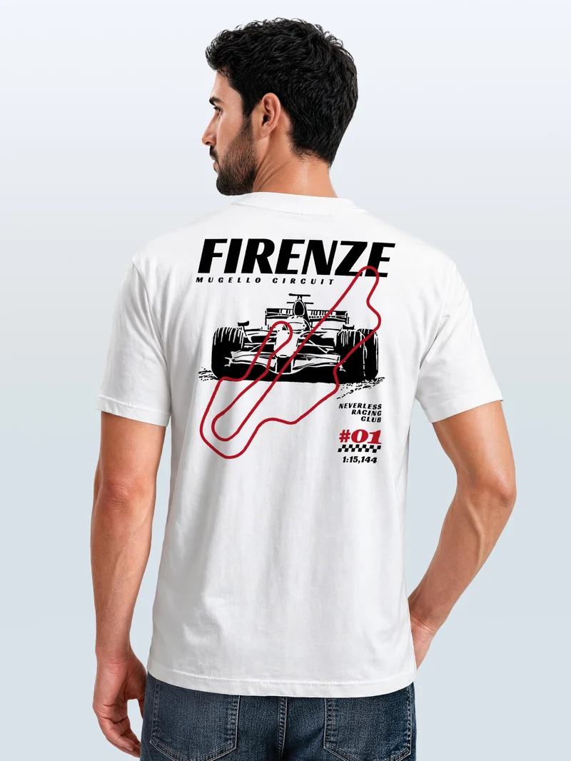 Herren T-Shirt Backprint - Design Firenze Mugello - Baumwollshirt Männer Fashion Streetstyle Slim Fit