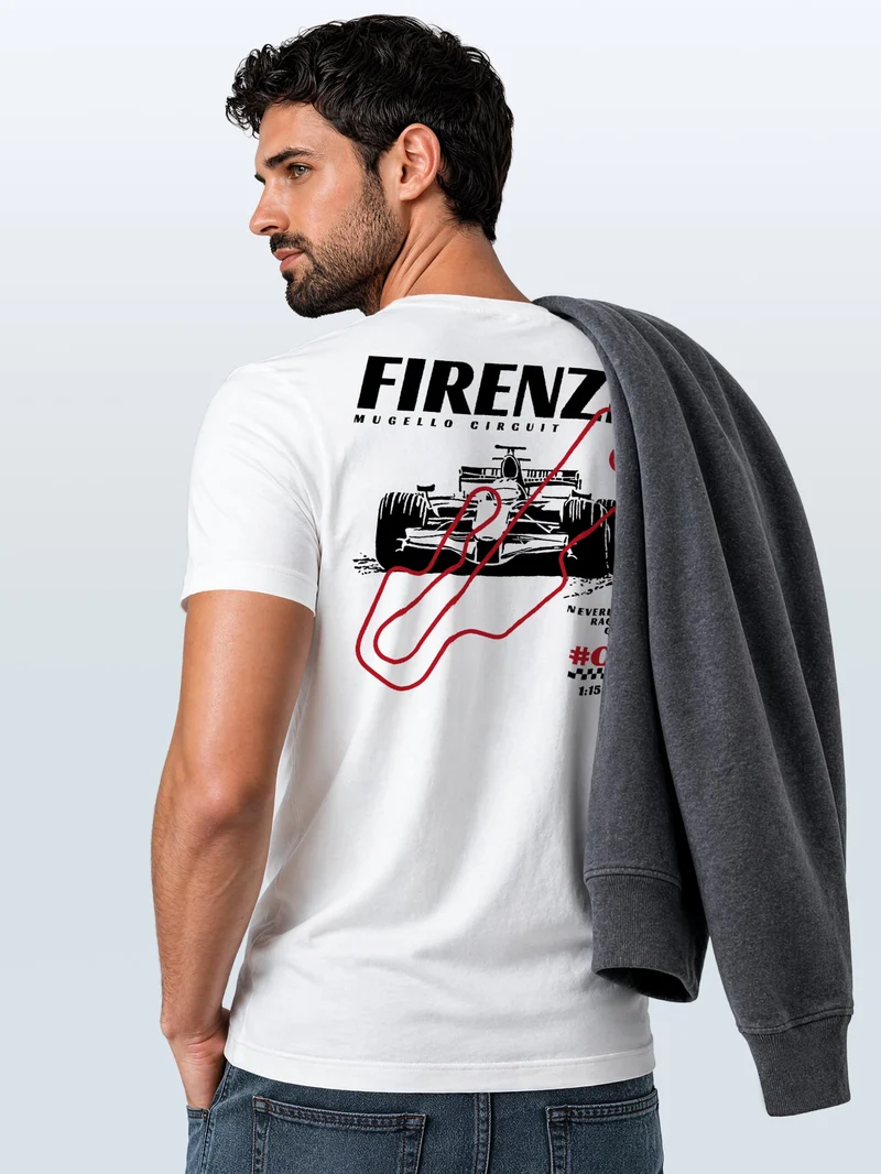 Herren T-Shirt Backprint - Design Firenze Mugello - Baumwollshirt Männer Fashion Streetstyle Slim Fit