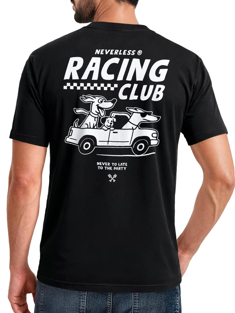 Herren T-Shirt Backprint - Design Racing Club - Baumwollshirt Männer Fashion Streetstyle Slim Fit