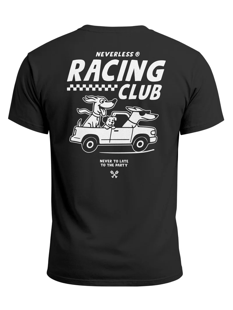 Herren T-Shirt Backprint - Design Racing Club - Baumwollshirt Männer Fashion Streetstyle Slim Fit