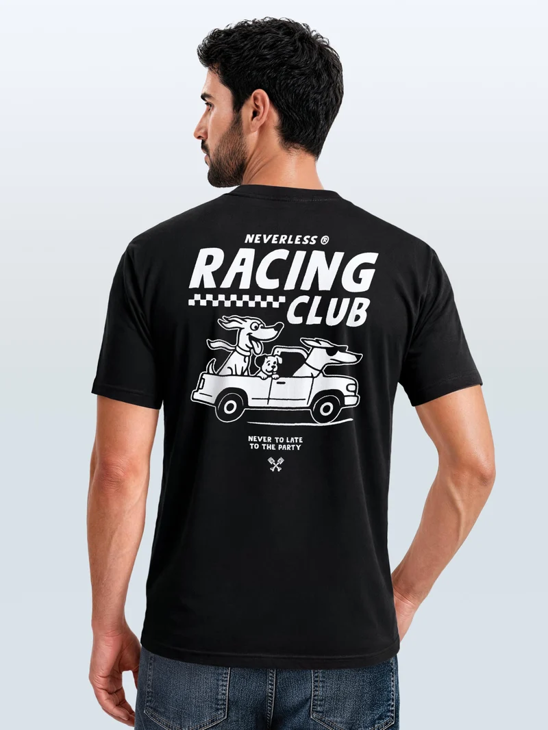 Herren T-Shirt Backprint - Design Racing Club - Baumwollshirt Männer Fashion Streetstyle Slim Fit