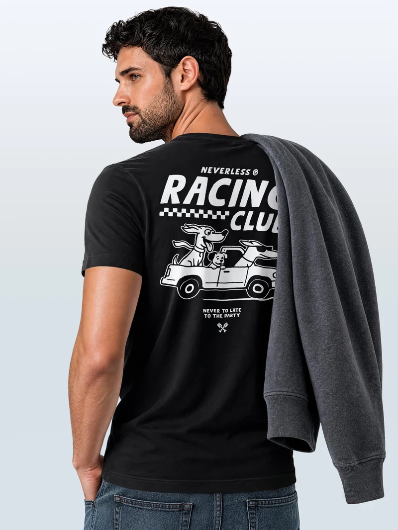 Herren T-Shirt Backprint - Design Racing Club - Baumwollshirt Männer Fashion Streetstyle Slim Fit