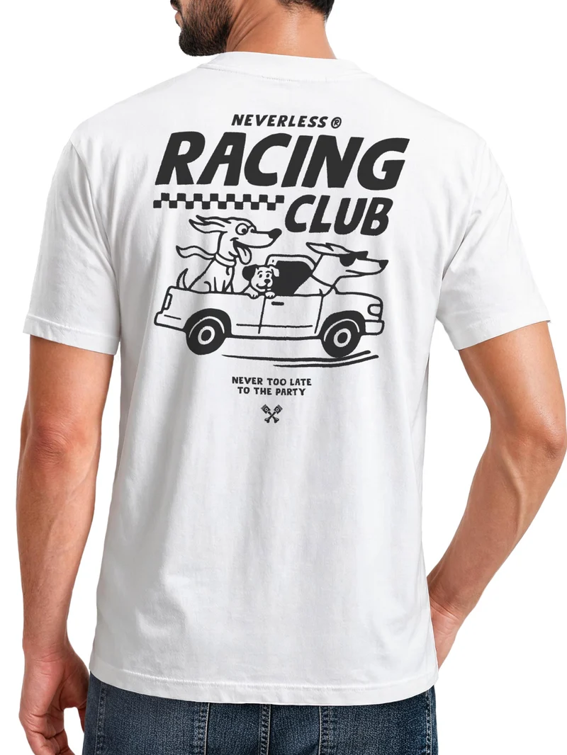 Herren T-Shirt Backprint - Design Racing Club - Baumwollshirt Männer Fashion Streetstyle Slim Fit