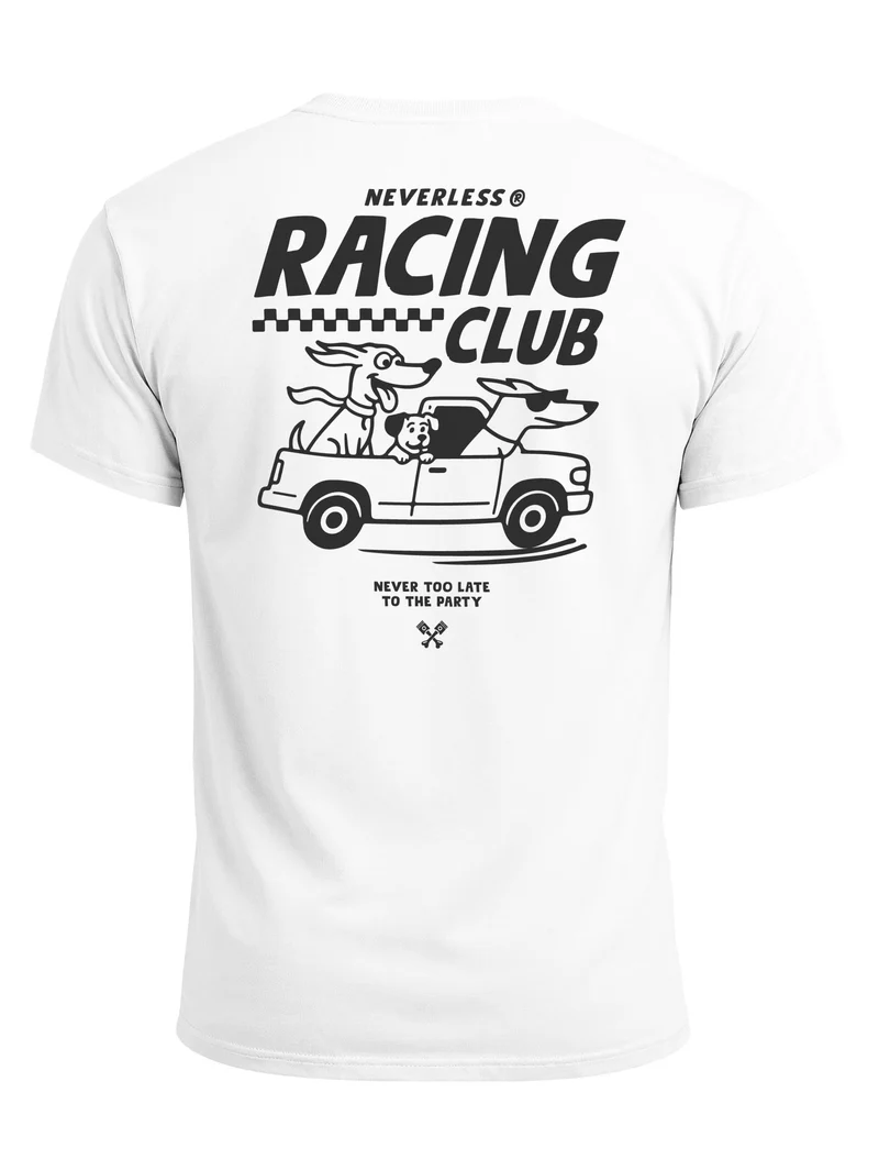 Herren T-Shirt Backprint - Design Racing Club - Baumwollshirt Männer Fashion Streetstyle Slim Fit
