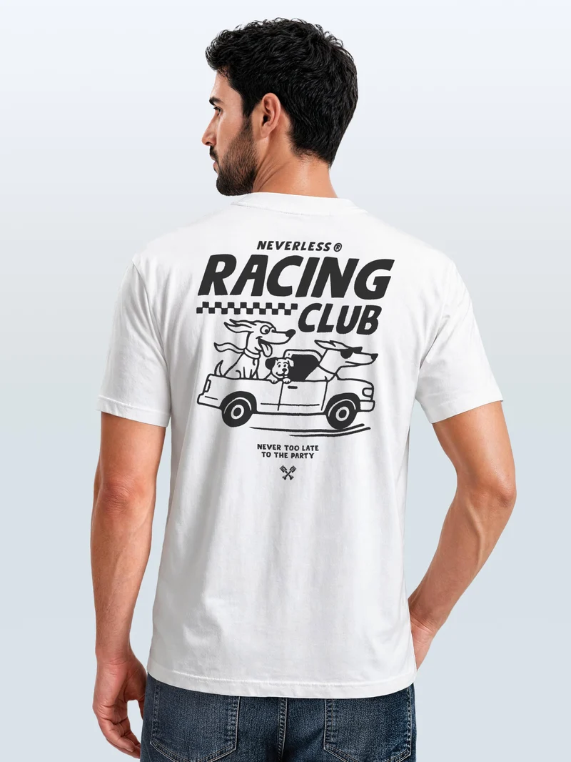 Herren T-Shirt Backprint - Design Racing Club - Baumwollshirt Männer Fashion Streetstyle Slim Fit