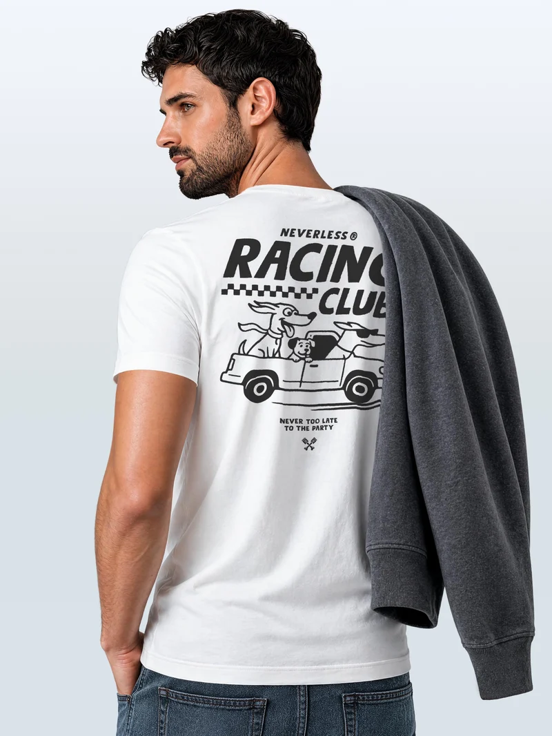 Herren T-Shirt Backprint - Design Racing Club - Baumwollshirt Männer Fashion Streetstyle Slim Fit