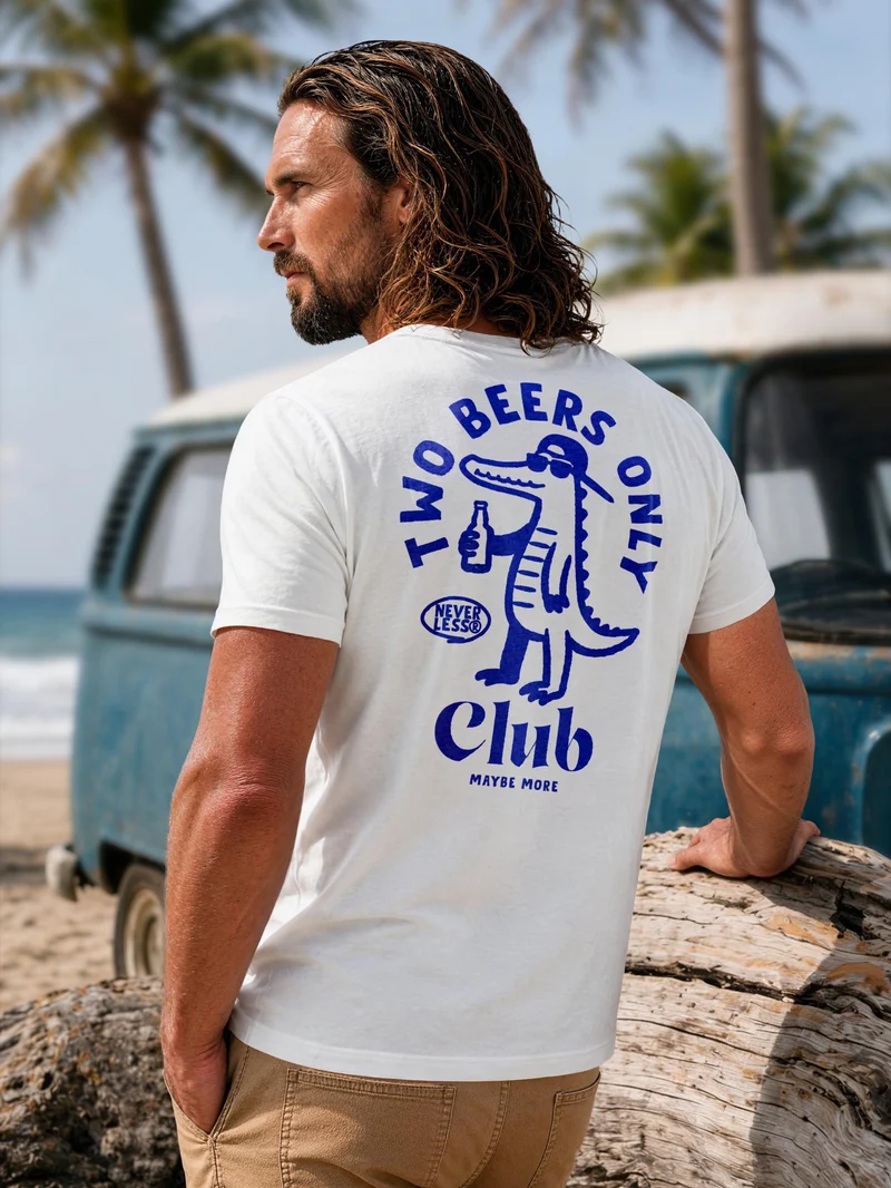 Herren T-Shirt Backprint - Design Two Beers only - Baumwollshirt Männer Fashion Streetstyle Slim Fit