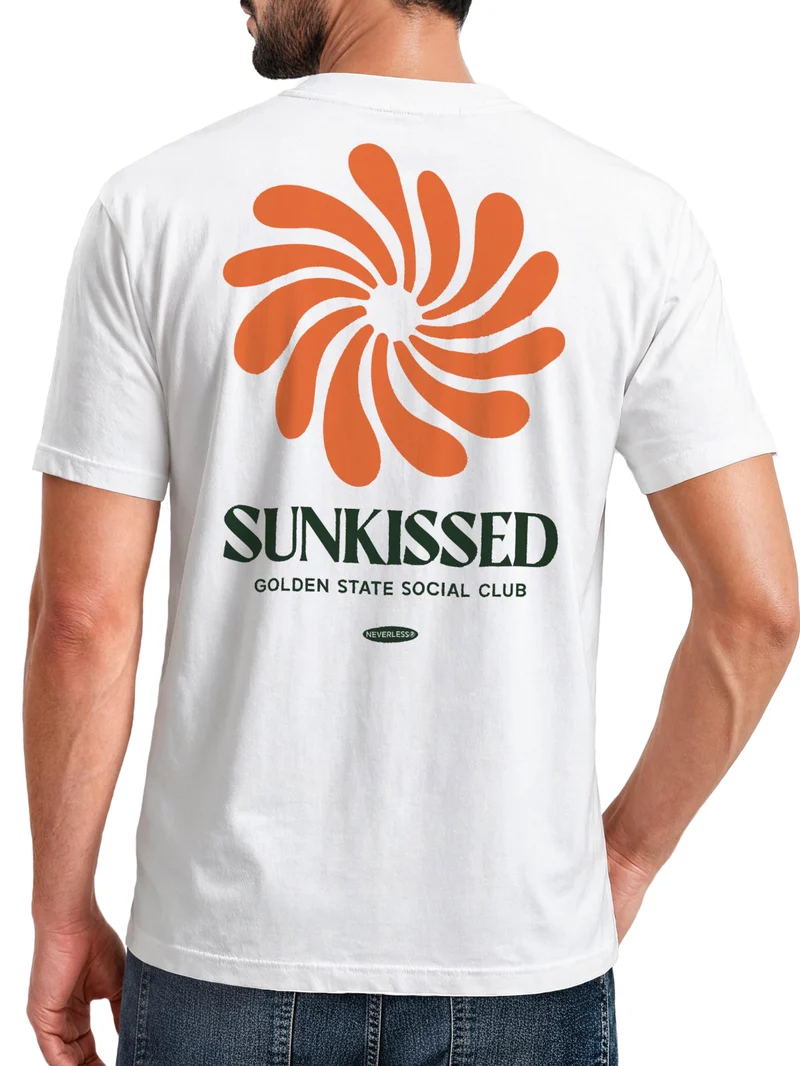 Herren T-Shirt Backprint - Design Sunkissed- Baumwollshirt Männer Fashion Streetstyle Slim Fit