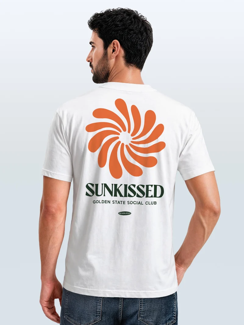Herren T-Shirt Backprint - Design Sunkissed- Baumwollshirt Männer Fashion Streetstyle Slim Fit