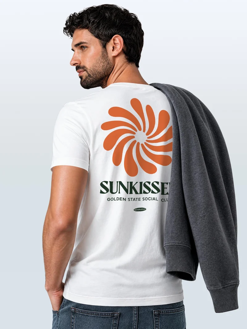 Herren T-Shirt Backprint - Design Sunkissed- Baumwollshirt Männer Fashion Streetstyle Slim Fit
