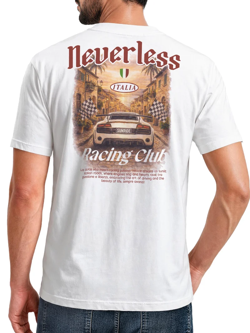 Herren T-Shirt Backprint - Design Italia Racing Club - Baumwollshirt Männer Fashion Streetstyle Slim Fit