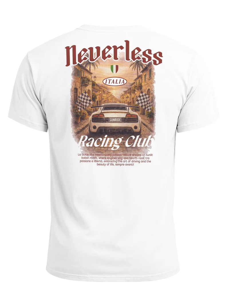 Herren T-Shirt Backprint - Design Italia Racing Club - Baumwollshirt Männer Fashion Streetstyle Slim Fit