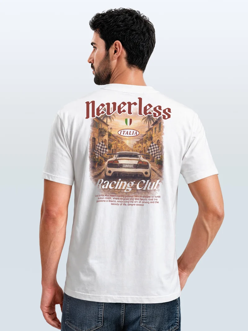 Herren T-Shirt Backprint - Design Italia Racing Club - Baumwollshirt Männer Fashion Streetstyle Slim Fit