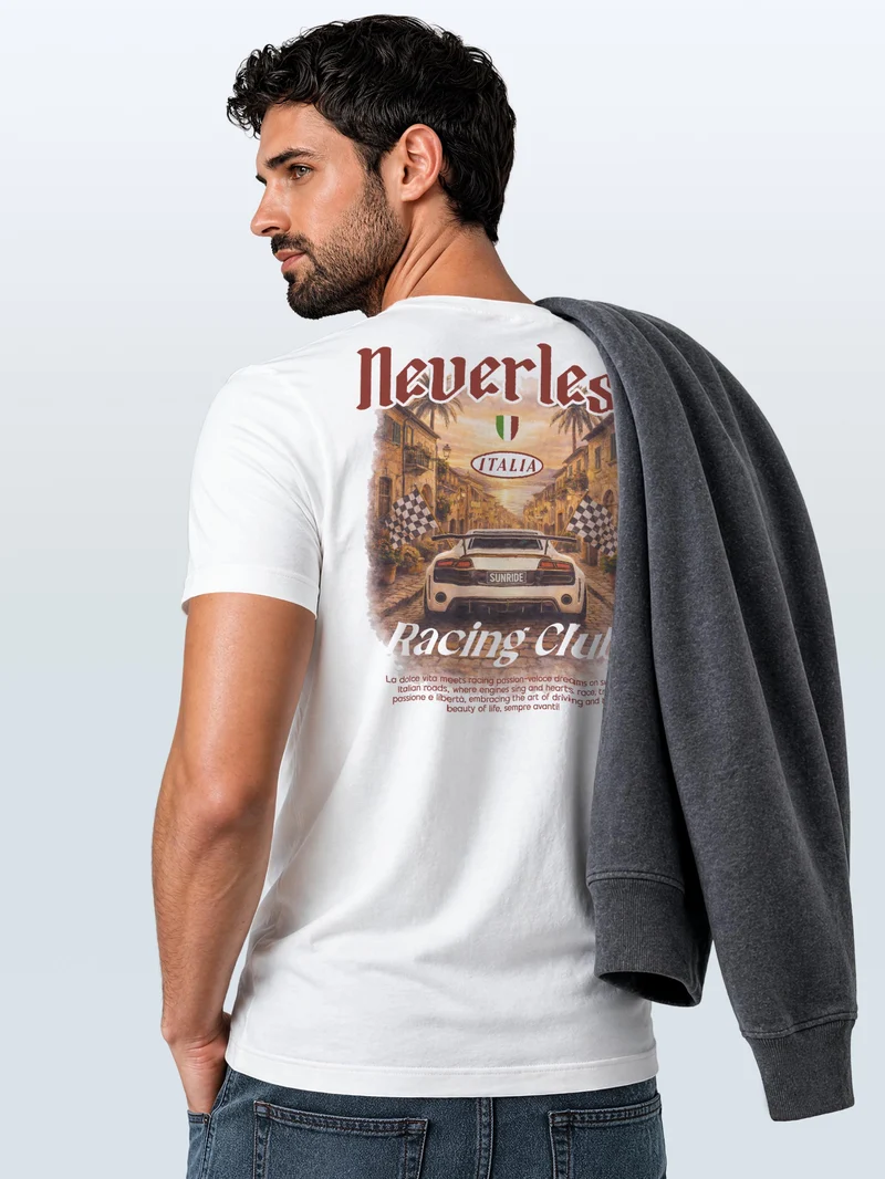 Herren T-Shirt Backprint - Design Italia Racing Club - Baumwollshirt Männer Fashion Streetstyle Slim Fit
