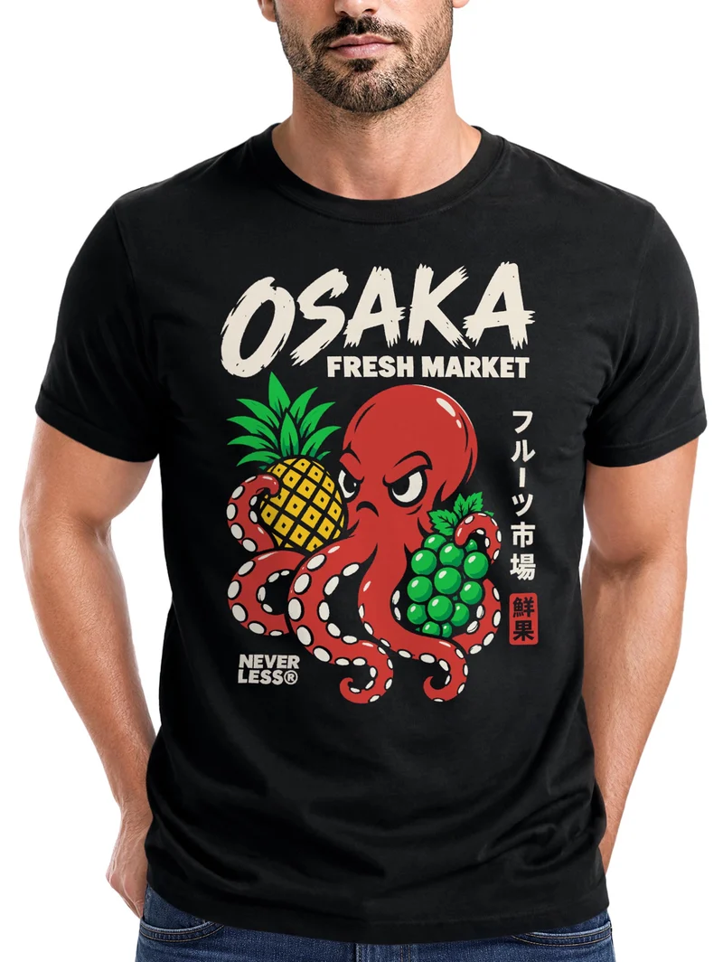 Herren T-Shirt Osaka Fresh Market Frontprint Slim Fit