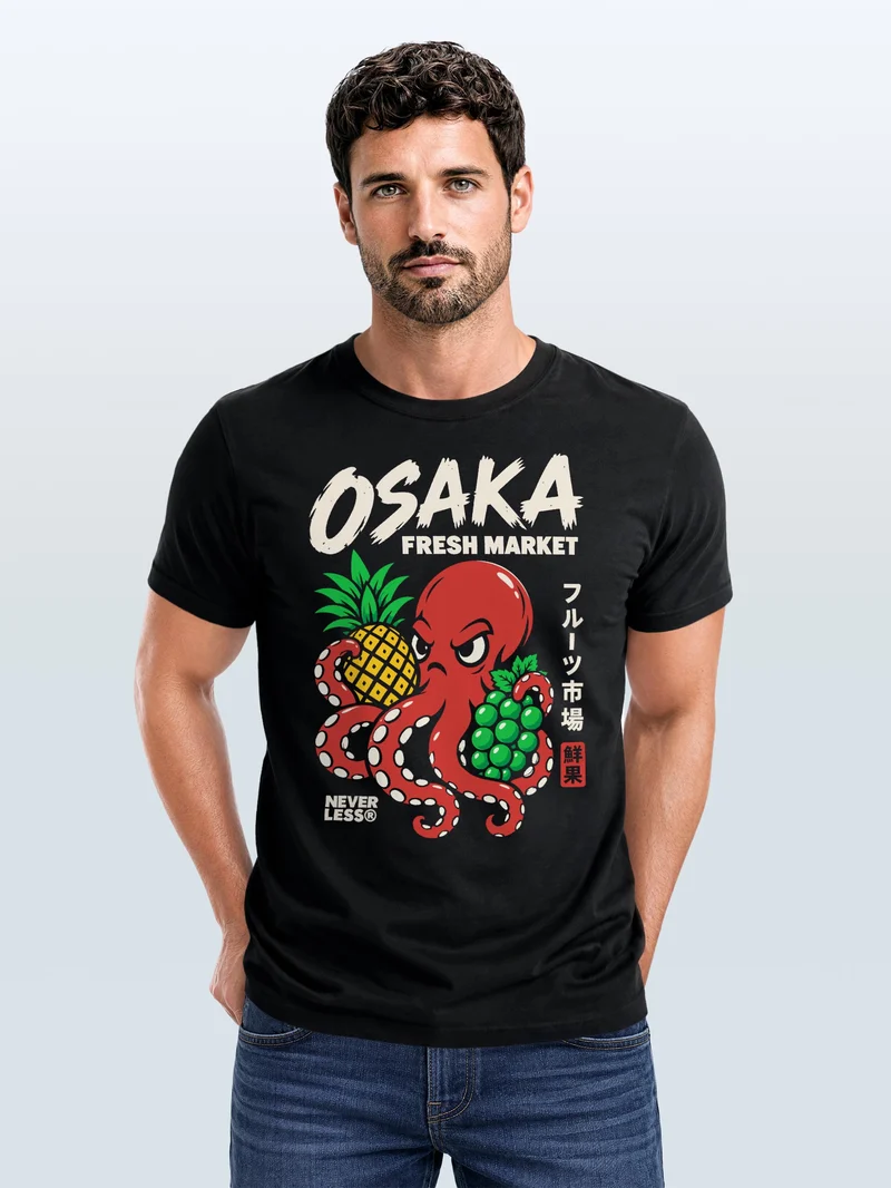 Herren T-Shirt Osaka Fresh Market Frontprint Slim Fit