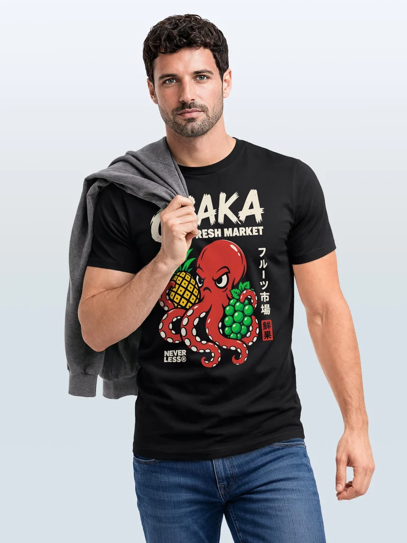 Herren T-Shirt Osaka Fresh Market Frontprint Slim Fit