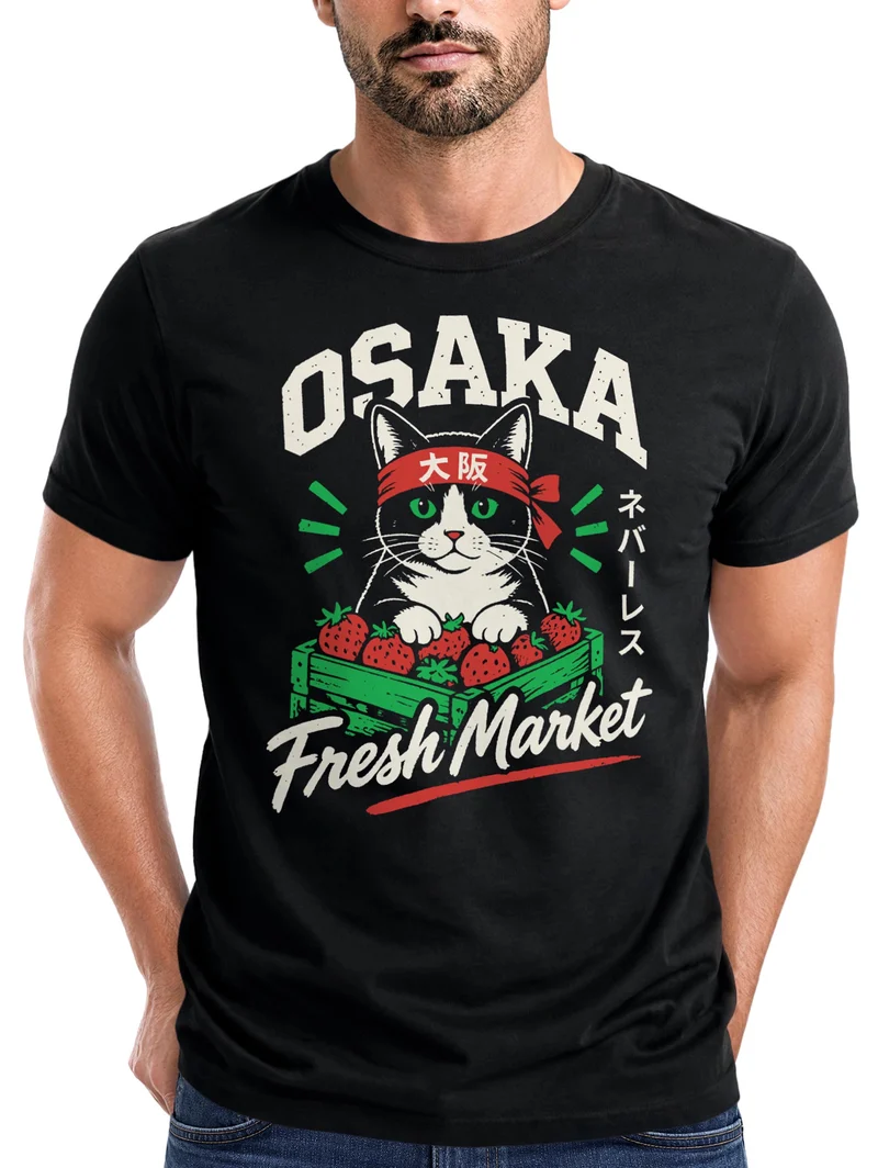Herren T-Shirt Osaka Fresh Market Frontprint Slim Fit