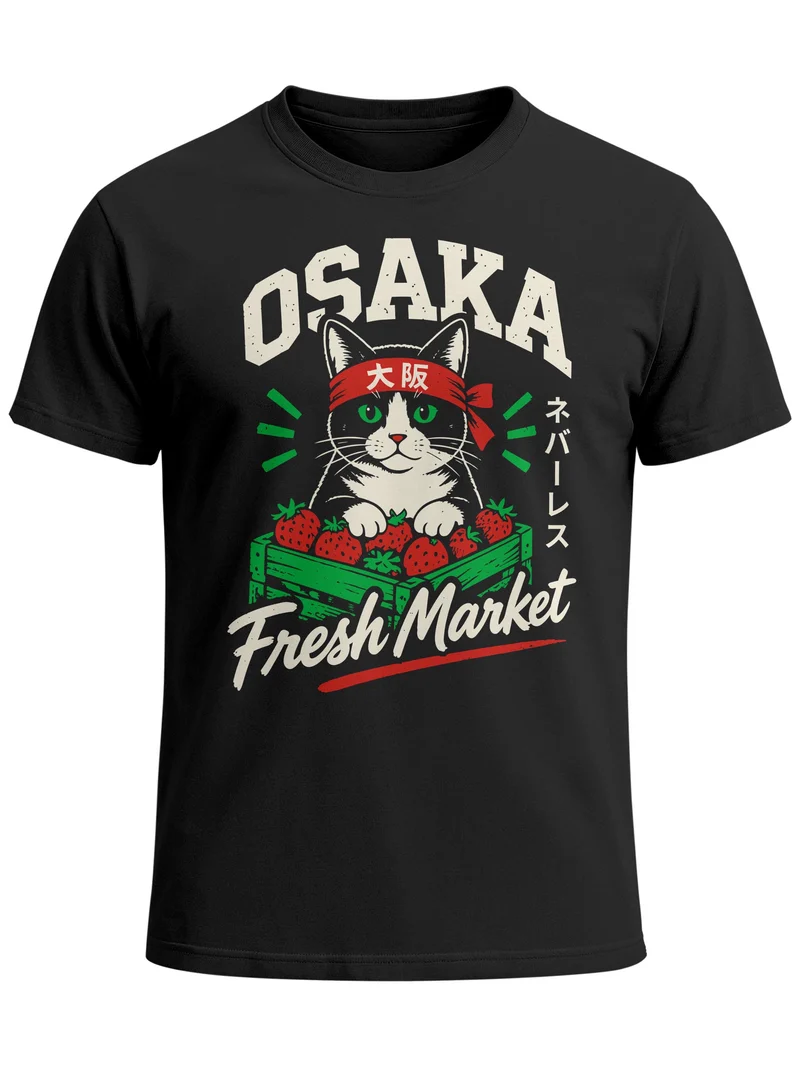 Herren T-Shirt Osaka Fresh Market Frontprint Slim Fit