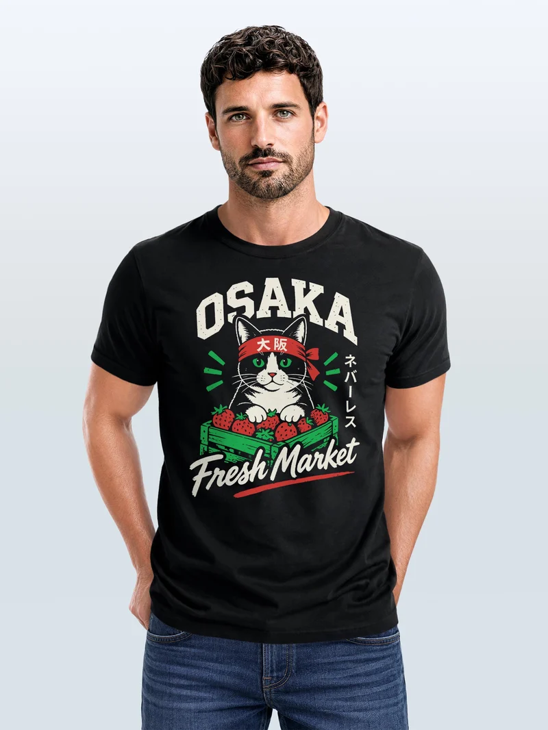 Herren T-Shirt Osaka Fresh Market Frontprint Slim Fit