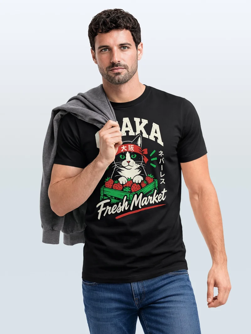 Herren T-Shirt Osaka Fresh Market Frontprint Slim Fit