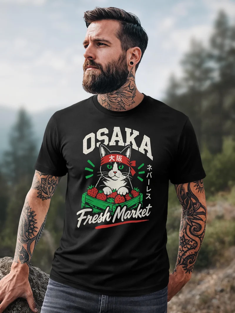 Herren T-Shirt Osaka Fresh Market Frontprint Slim Fit