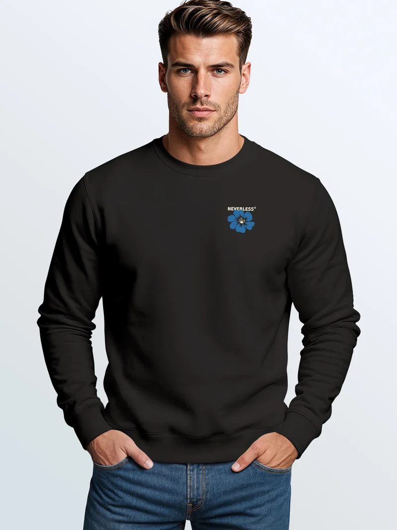 Herren Sweatshirt Nature Therapy Blumen Backprint Regular Fit
